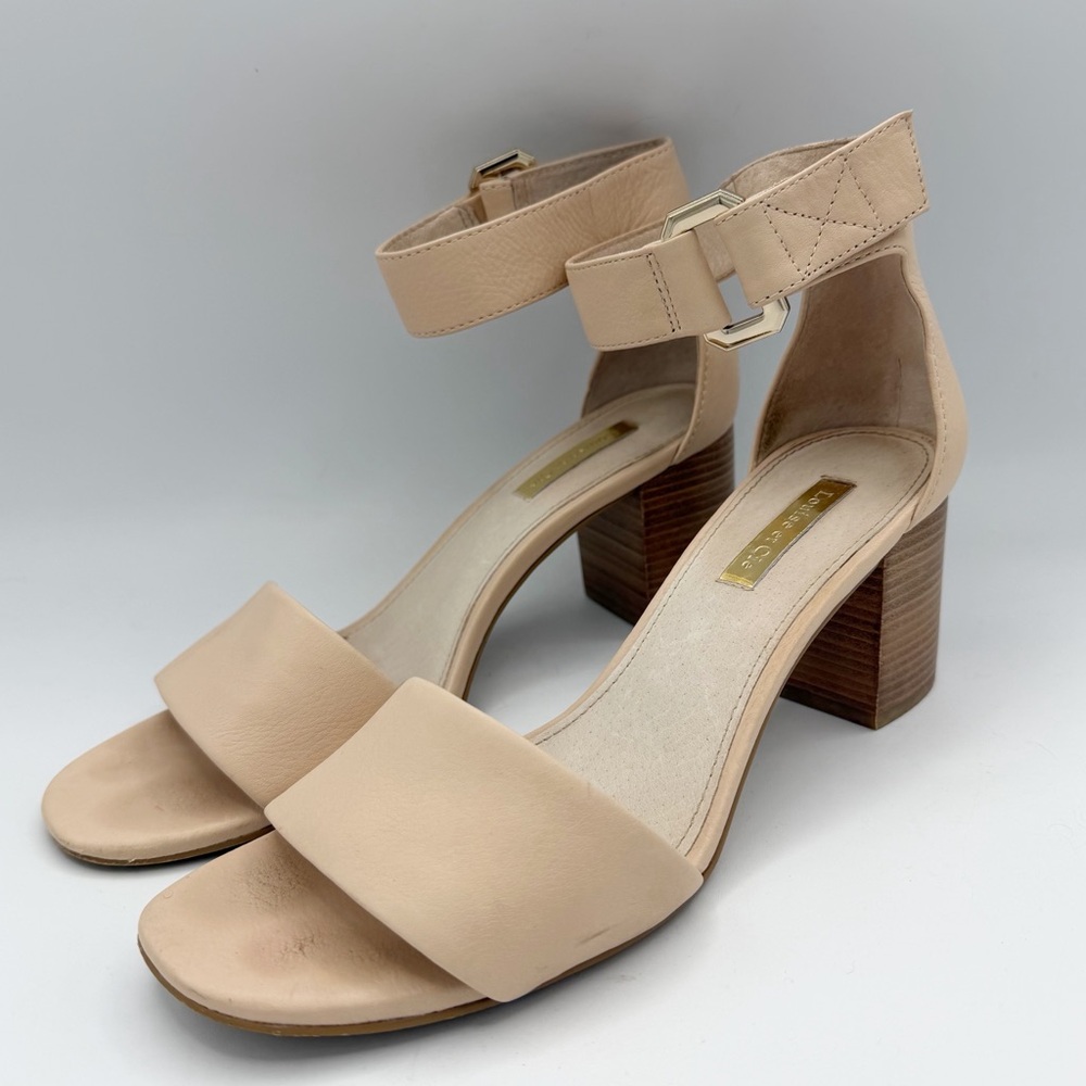Louise et Cie Womens Lo Karisa Ankle Cuff Block Heel Sandals Nude Size 7.5